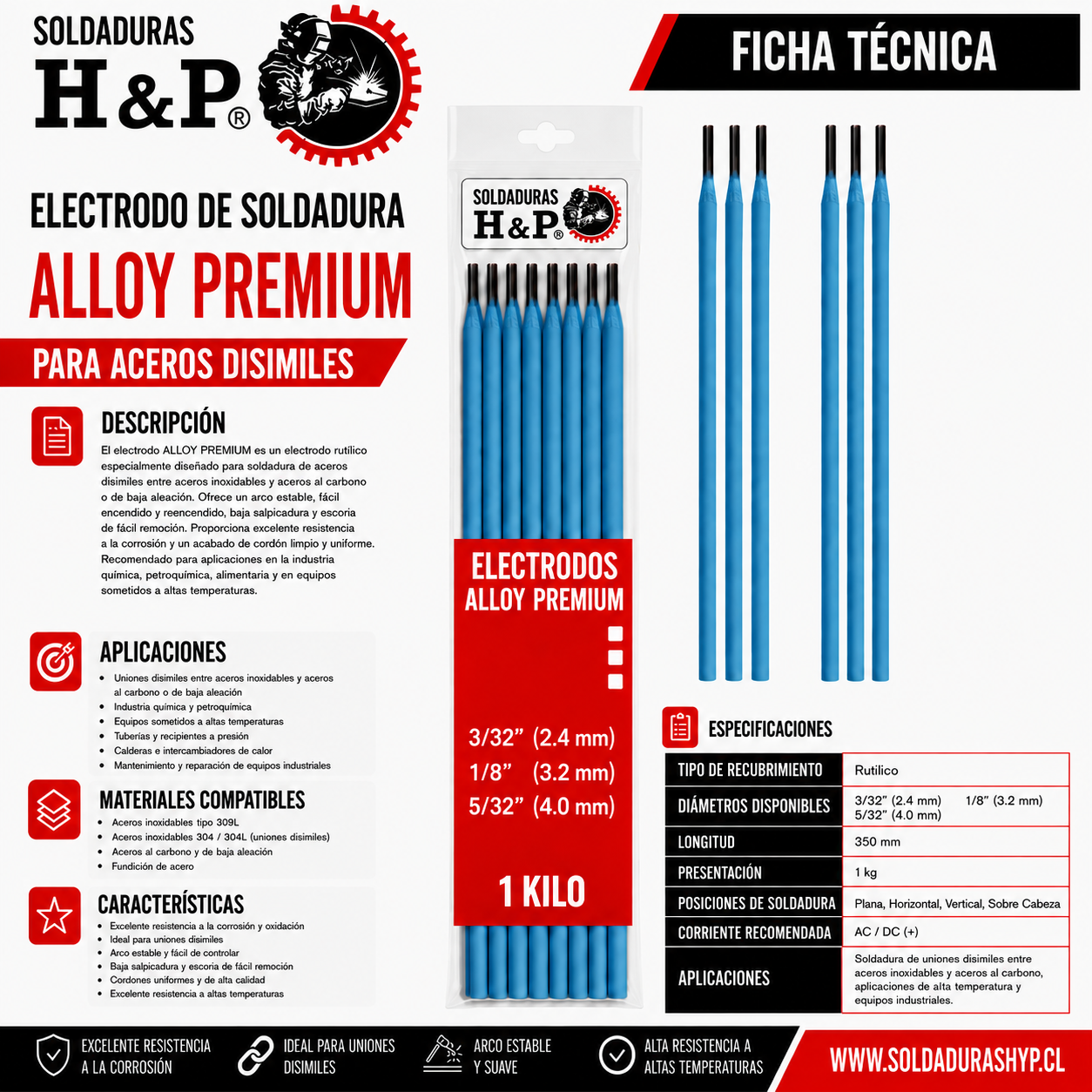 Electrodo de Soldadura H&P Alloy Premium-1kg - Imagen 3